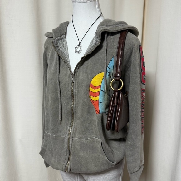 VINTAGE Tie dye hoodie zip up with side and back printing - Picture 3 of 7